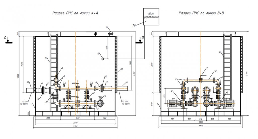 чертеж насосная станция